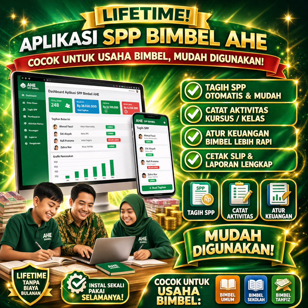 Jual Aplikasi SPP Bimbel AHE Berbasis Web + Kelola Pembayaran Les ...