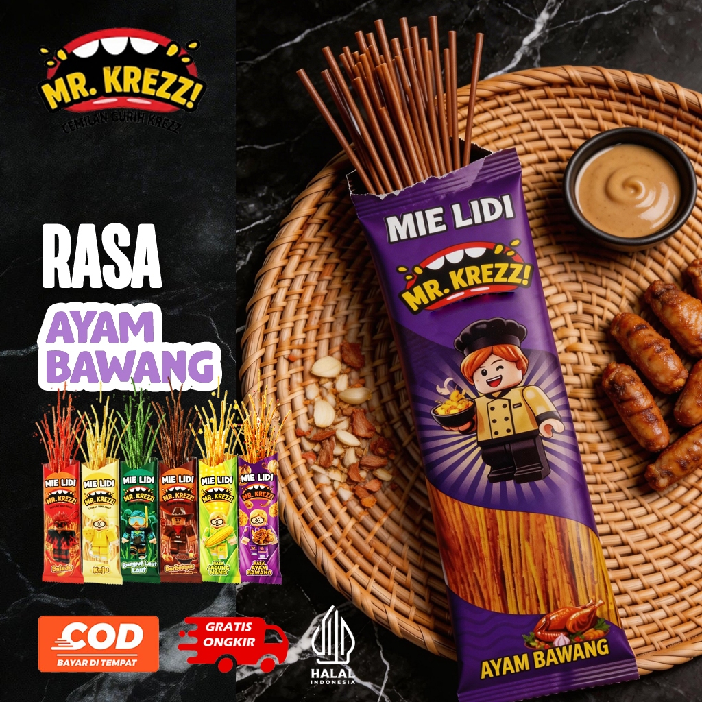 Jual MIE LIDI MRKREZZ 120PCS 6 RASA BALADO BARBEQUE RUMPUT LAUT KEJU ...