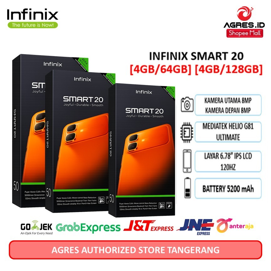 Infinix Smart 20 4/128GB - 4/64GB Up to 8GB Extended RAM - 6.78 inch IPS 120Hz HD+ - T7250 - 5200 mAh