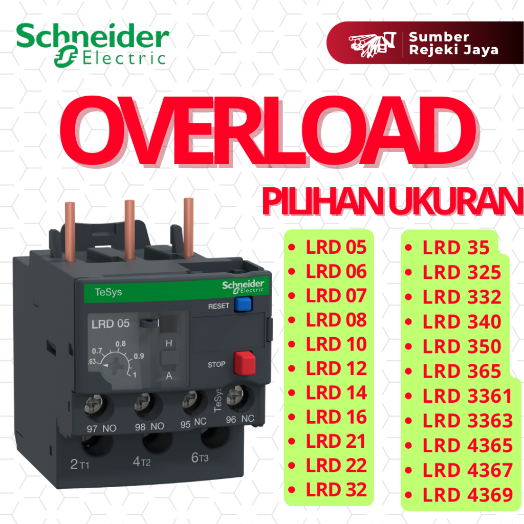 Schneider Thermal Overload Relay LRD | LRD 05 | LRD 06 | LRD 07 | LRD 08 | LRD 10 | LRD 12 | LRD 14 | LRD 16 | LRD 21 | LRD 22 | LRD 32 | LRD 35 | LRD 325 | LRD 332 | LRD 340 | LRD 350 | LRD 365 | LRD 3361 | LRD 3363 | LRD 4365 | LRD 4367 | LRD 4369