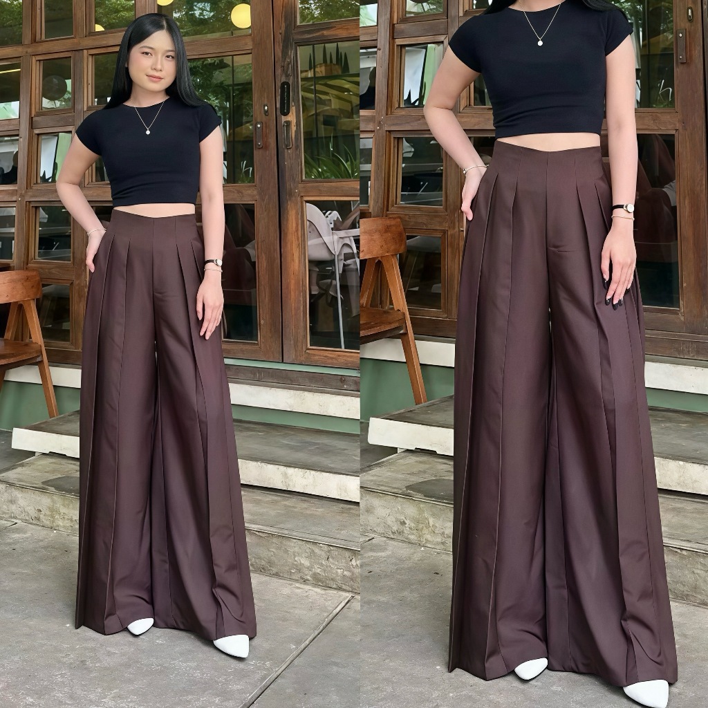 Laviie Pants Kulot Palazzo Highwaist Celana Panjang Wanita Kasual Nyaman Dipakai