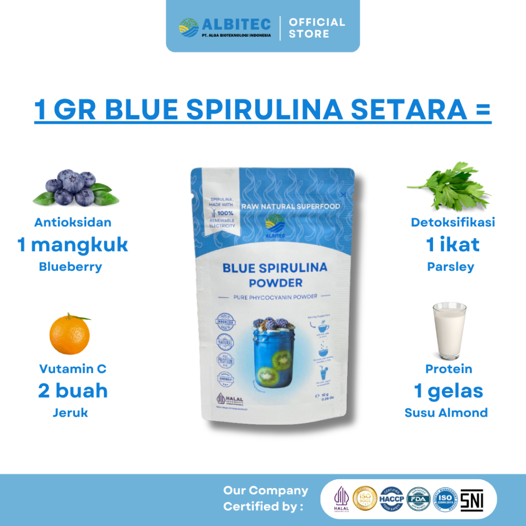 Jual ALBITEC Blue Spirulina Powder Pure Phycocyanin Spirulina Food ...