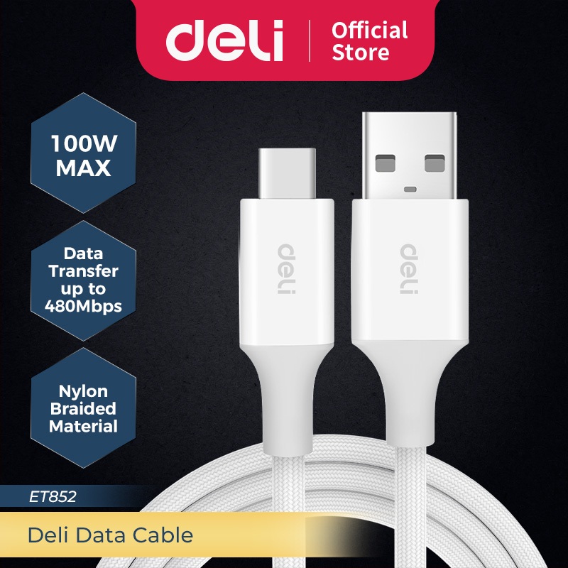 Jual Deli Kabel Data USB A to Type C 100W 6A Fast Charging Nylon ...