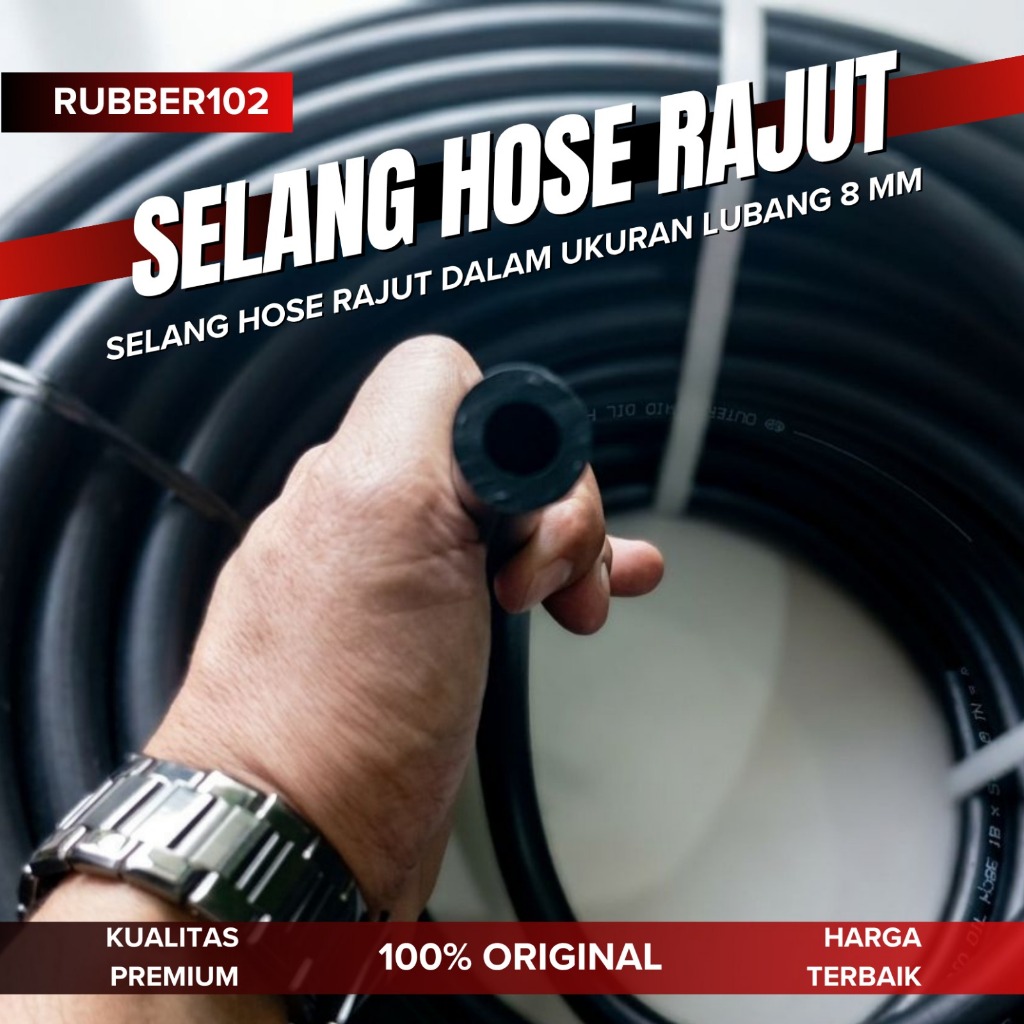 Jual Selang hose rajut dalam hitam ncr angin/oli/udara ID 8mm OD 15 mm ...