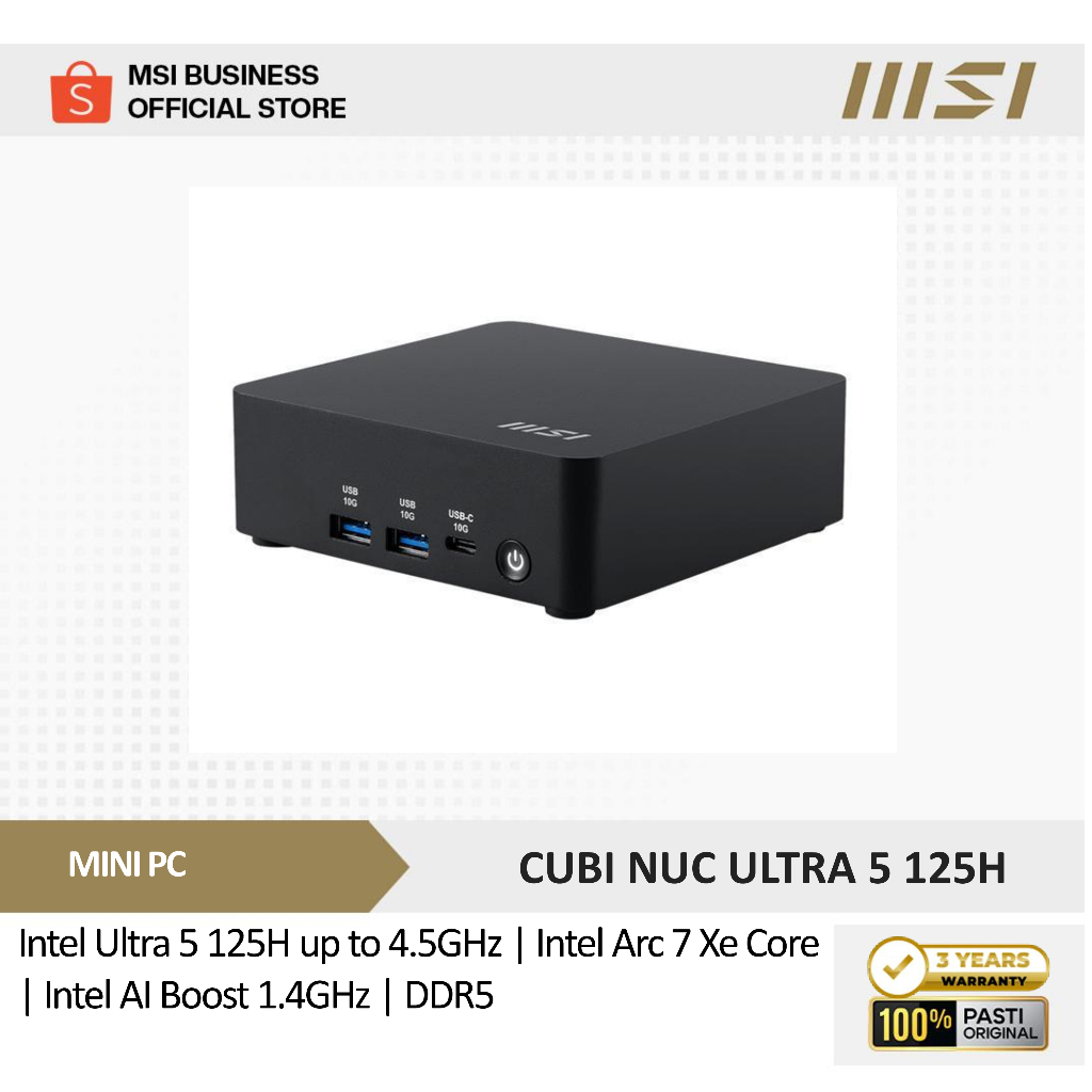 MSI MINI PC CUBI NUC ULTRA 5 125H DOS 3Y (BARE)