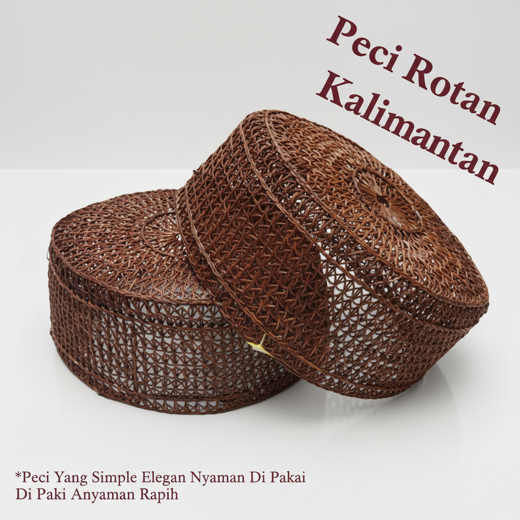 Peci Rotan Kalimantan / Peci Rotan / Peci Akar Rotan /Kopiah / songko / free packing kardus