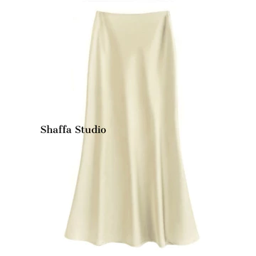 Rok Satin Silk Premium Bahan Lembut Nyaman Dipakai Pinggang Karet Rok Size S XXXL