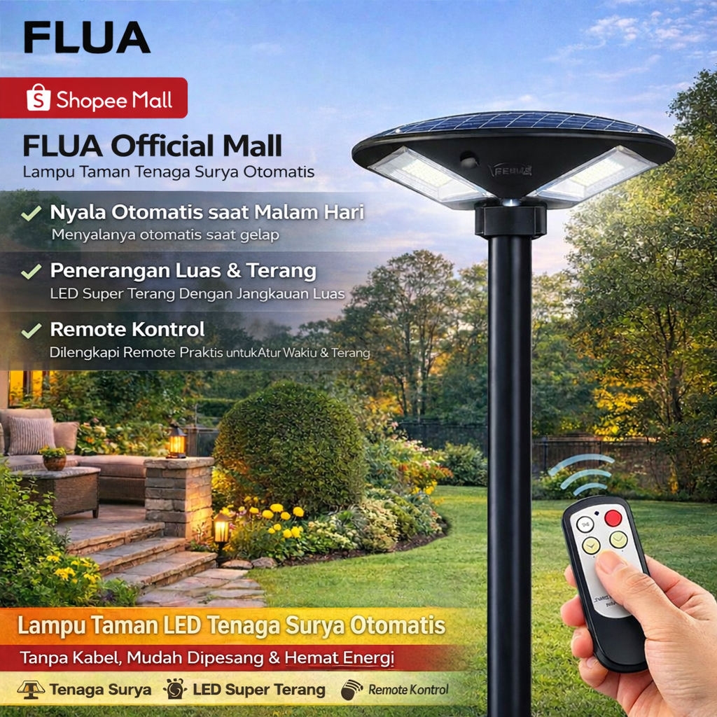 Jual FLUA JD-UFO-300W Lampu Taman Tenaga Surya Otomatis dengan Remote ...