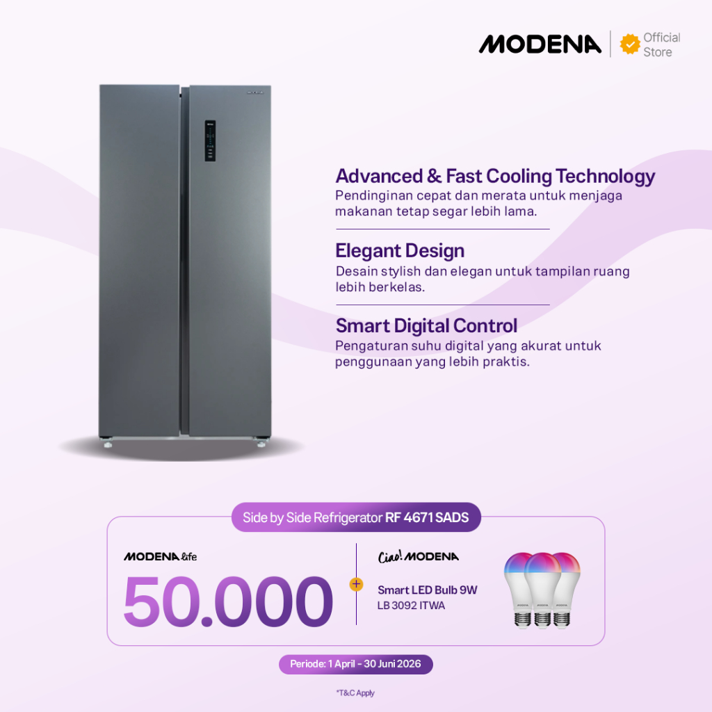 Jual MODENA Refrigerator Side by Side - RF 4671 SADS | Shopee Indonesia