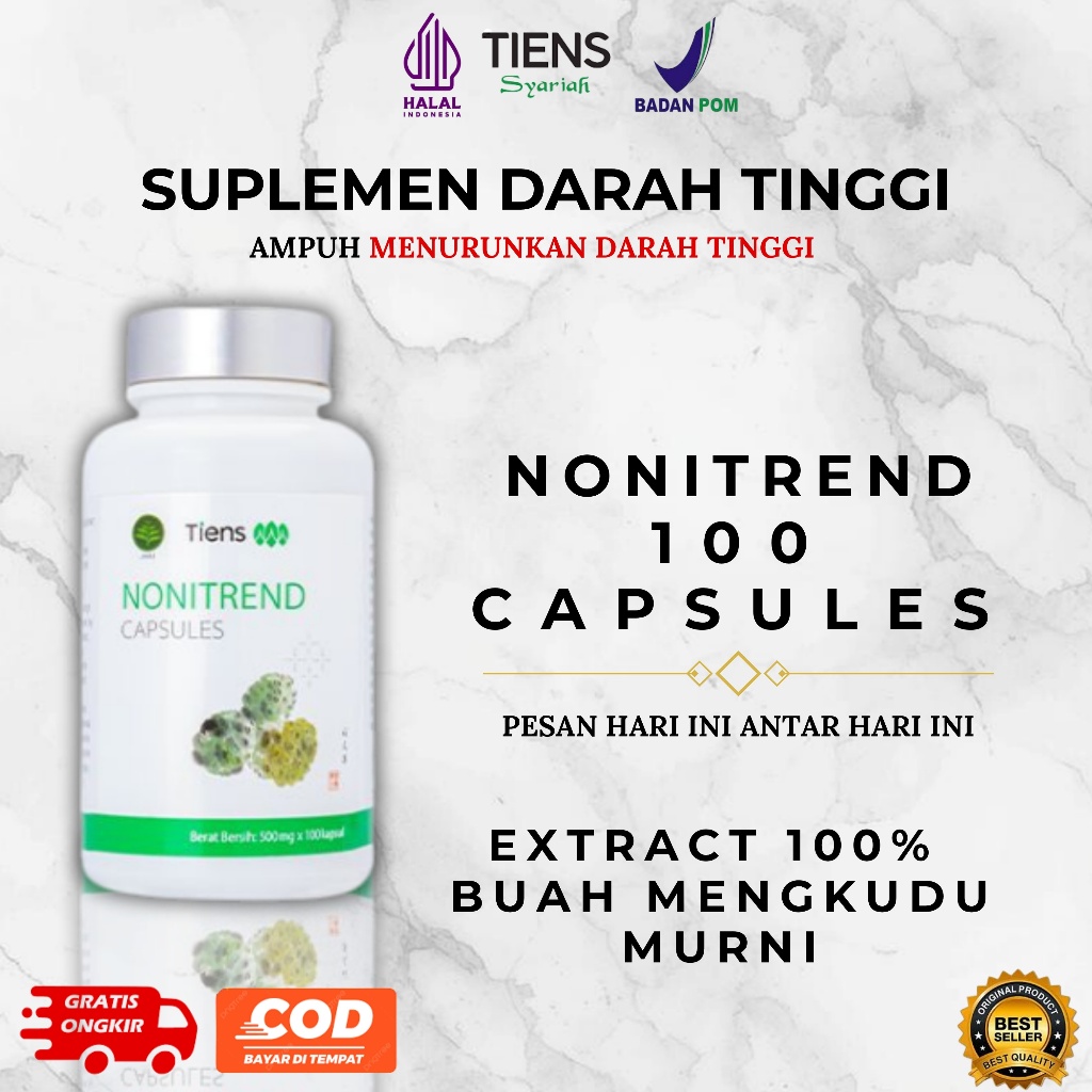 NONITREND TIENS ORIGINAL Obat Darah Tinggi Herbal NONITREND Kapsul Ekstrak Mengkudu NONITREND