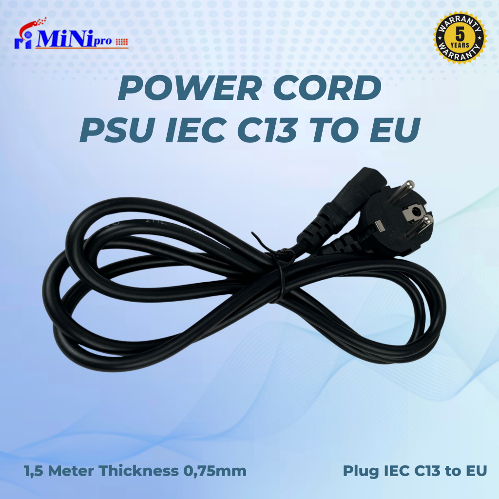 Jual Minipro Kabel Power Cord PSU IEC 13 to EU/ Kabel Power Supply ...