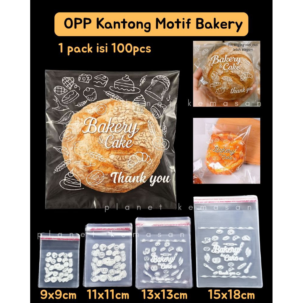 Jual [Isi 100] Plastik OPP Roti Transparan Motif Bakery 100 Lembar ...