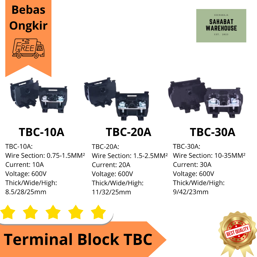 Jual Terminal Block TBC 10A TBC 20A TBC 30A Universal Din Rail | Shopee ...