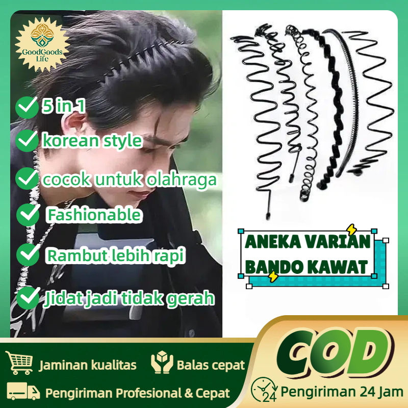Jual Bando Rambut 5 in 1 Pria Wanita - Bando Besi Pria & Bando Rambut ...