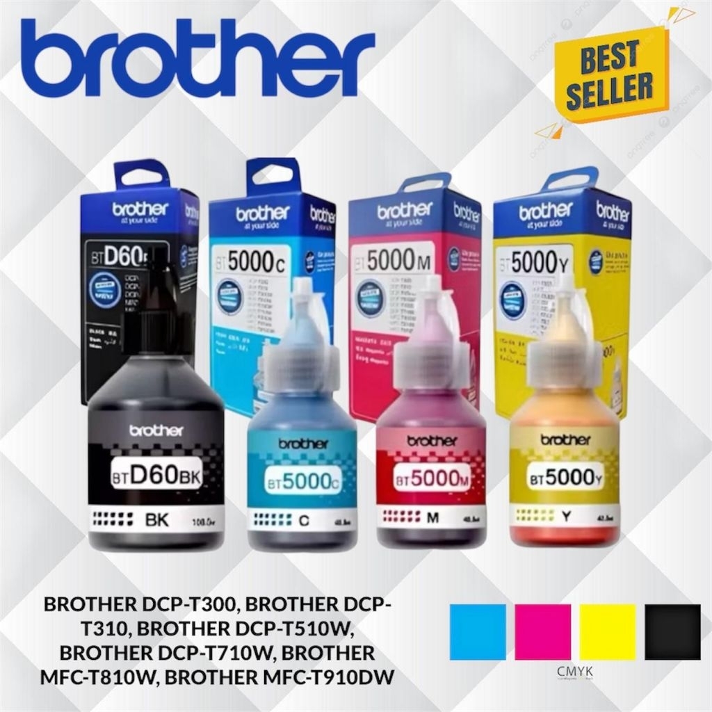 Jual TINTA BROTHER BTD60 + BT5000 ORIGINAL 1 SET BT 60 BK BT 5000 DYE ...