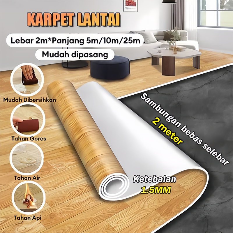 Homenta Vinyl Lantai Roll/Karpet Lantai Vinyl Anti Lembab & Tahan Lama [2x10m 1.0mm]Berbagai Motif Menarik Cocok Ruang Keluarga & KantorLantai PVC Tebal Anti Slip Mudah Dibersihkan