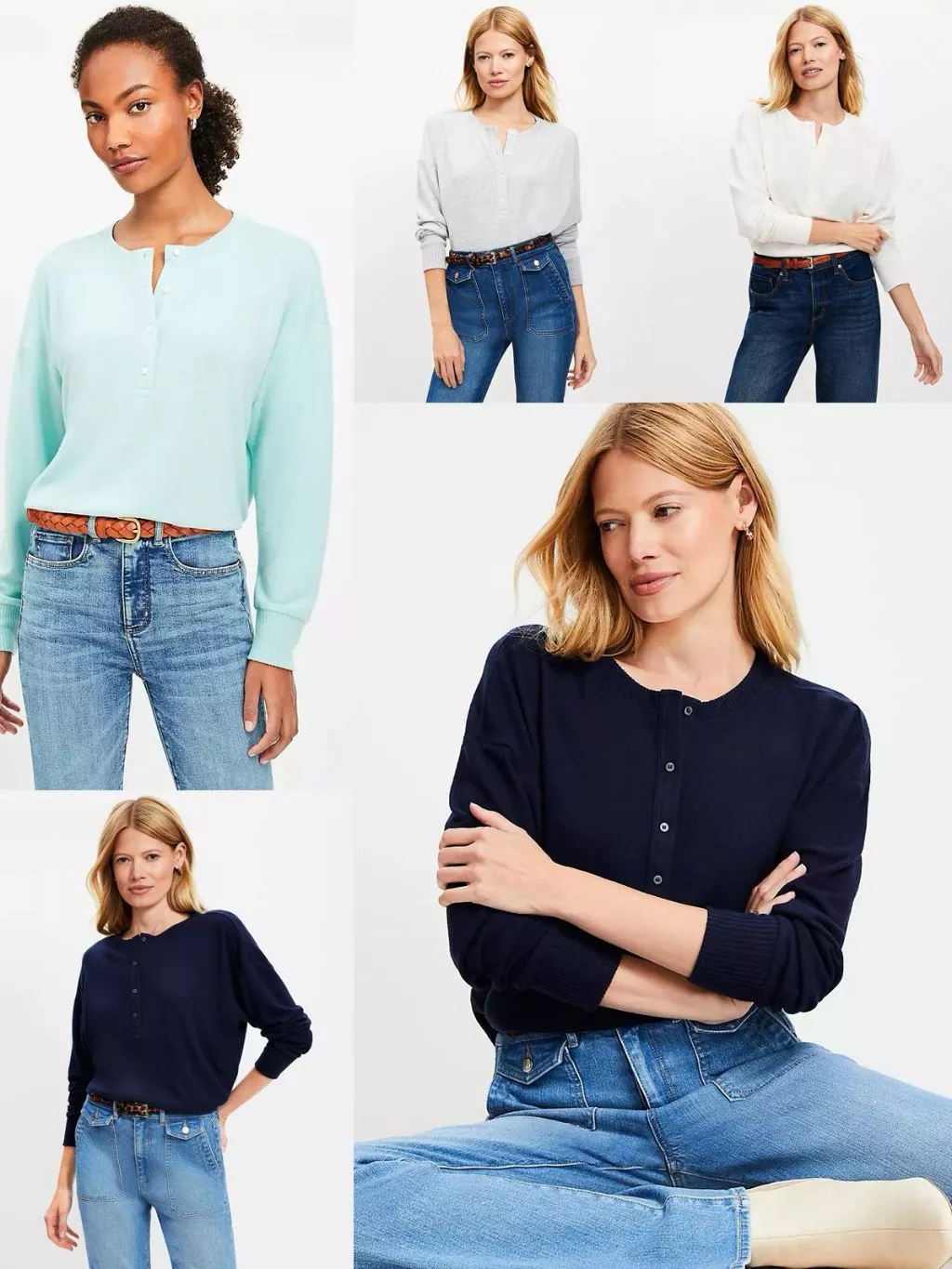 Atasan Lengan Panjang Wanita LFT Heathered Relaxed Henley Top - 2246