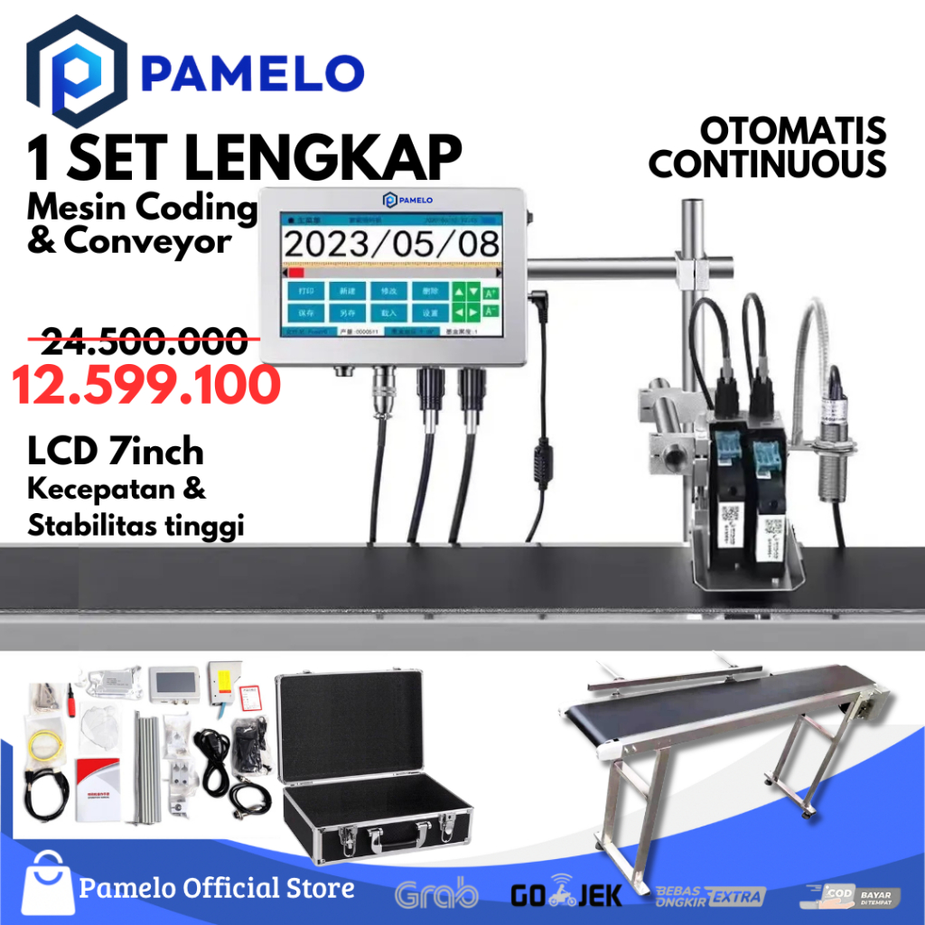 Jual MESIN CODING OTOMATIS + CONVEYOR SET // MACHINE EXPIRED DATE, QR ...