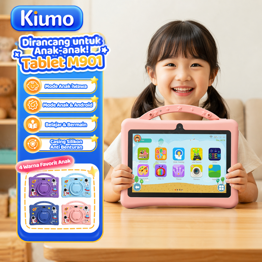 Jual Kiumo M901 Tablet Anak Belajar WiFi 7 Inch IPS 6GB+128GB Android ...