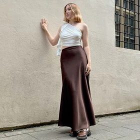 Rok Satin Silk Premium Rok A Line Rok Satin Maxi Skirt Duyung Size S XXXL