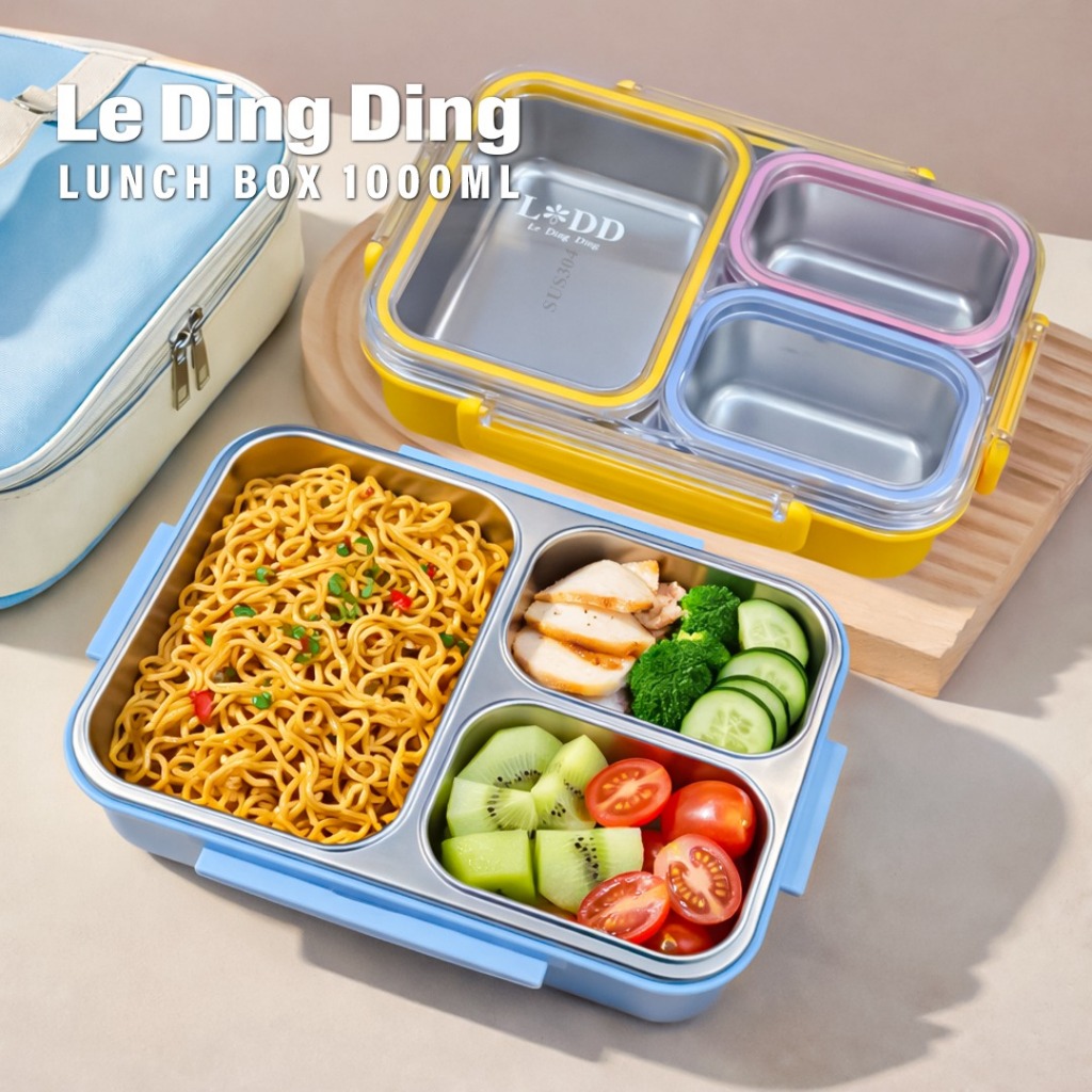 LeDingDing-Tempat makan stainless 304 Kotak Makan Stainless Steel Sekat Anti Bocor Lunch Box