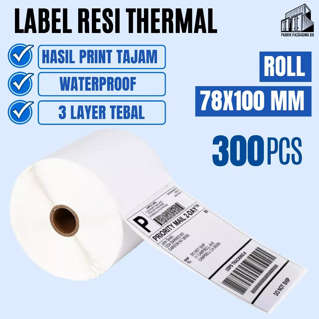 Jual Label Sticker Resi Thermal 78X100 ISI 300 Lembar Stiker Kertas ...