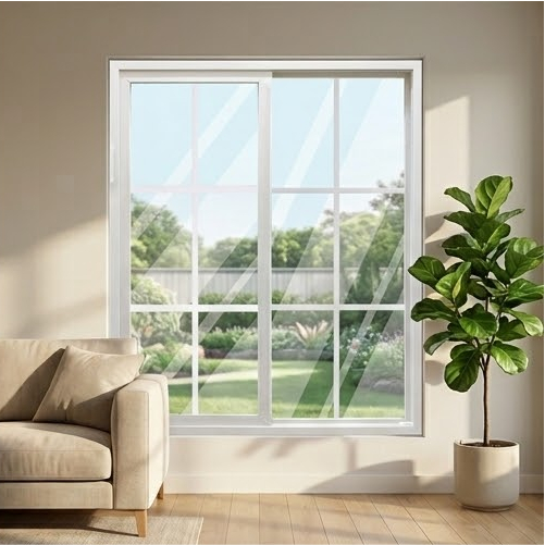 Jendela UPVC Sliding W3-L,W3-R Sliding Kanan/Kiri 100x120cm Putih - Tidy [INCLUDE PACKING KAYU]