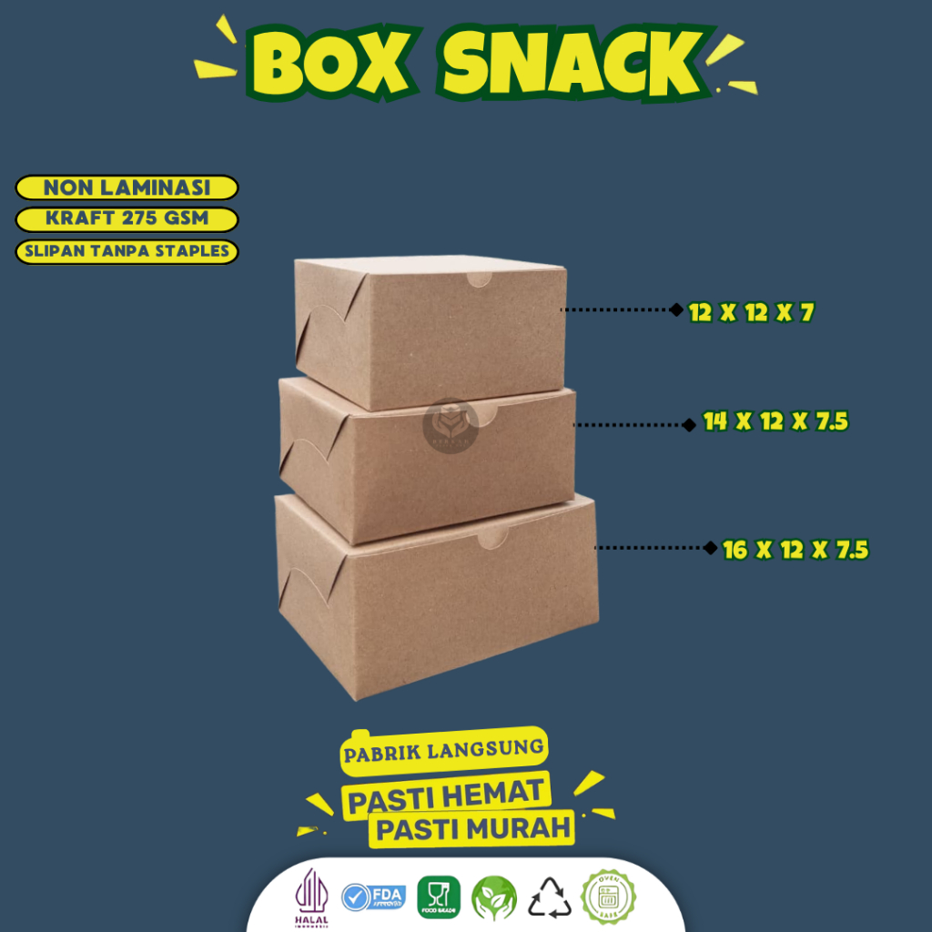 Jual Box Snack Snack Box 12x12x7 Laminasi Box 12x12(B43K2-12X12X7 Cm ...
