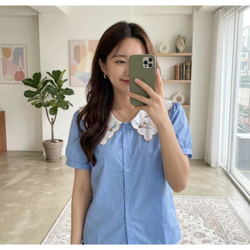 Cottonbells Kenzyra Top Atasan Casual Kerja Korea Fashion Baju Blouse Lengan Pendek Wanita