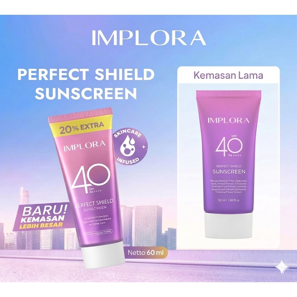 Jual Implora Perfect Shield Sunscreen Spf40 PA++++ 50ml | Merah Jingga ...