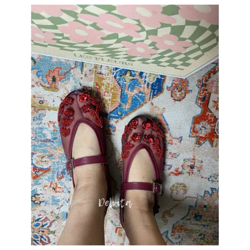Hinata Shoes Women Flats Tali Wanita Beads Manik Mote Untuk Main Cewe Wanita Perempuan