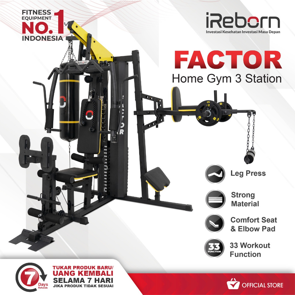 Alat Fitness Home Gym 3 sisi 150LBS iReborn Factor (SURABAYA)