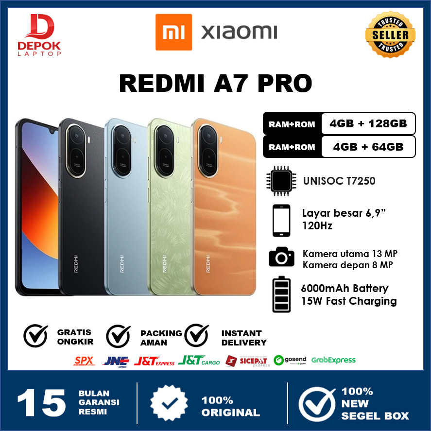 [ READY INSTANT ] Xiaomi Redmi A7 Pro (4+64 GB) (4+128 GB) | Layar imersif 6.9" | Baterai 6000mAh | Garansi Resmi