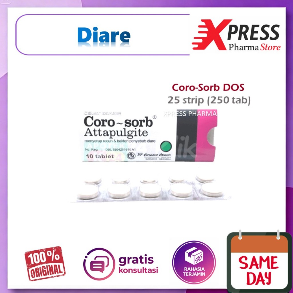 Jual XPRESS ! Coro-Sorb STRIP 10 Tablet Obat Diare Mencret Coro - Sorb ...