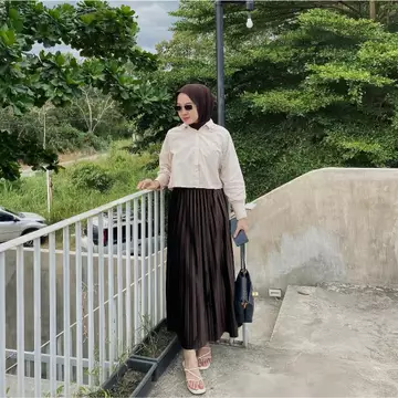 Rok Plisket Bludru Premium Velvet Wanita Mewah Elegan Anti Kusut Pinggang Elastis Nyaman Jatuh