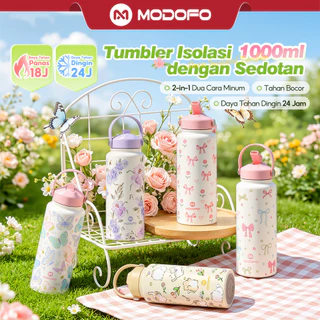 MODOFO Tumbler Stainless 1000ml Tumblr Tahan Dingin 24 Jam Aesthetic Tambler Botol Minum 1 Liter Kopi Termos Air Panas Hydrojug