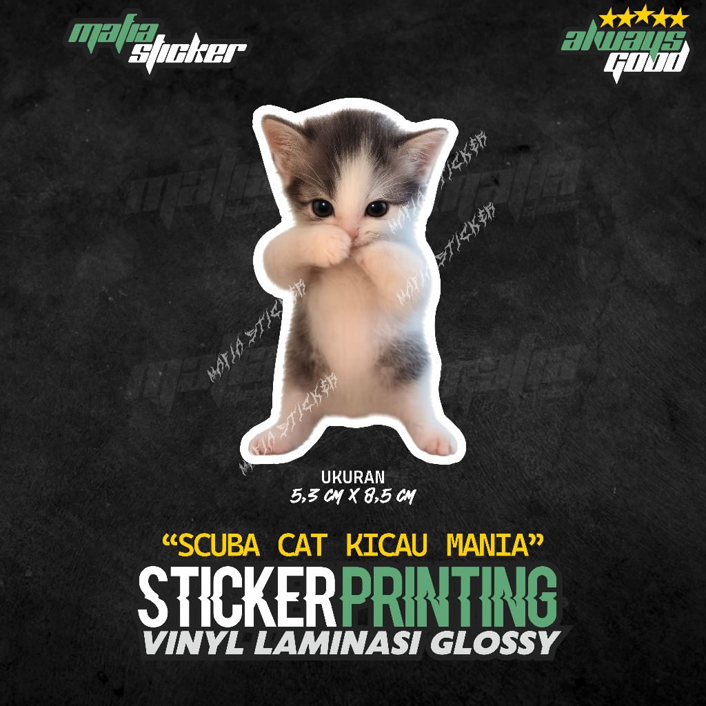 Jual STICKER/STIKER PRINT CUT KUCING KICAU MANIA SCUBA CAT LUCU VIRAL ...