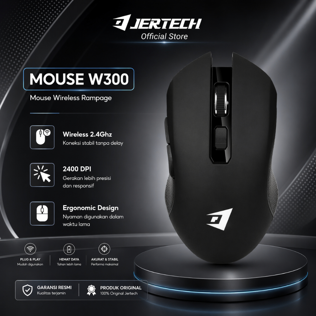 Jual JERTECH Mouse Wireless Gaming Silent Click W300 LED Light 10 key ...