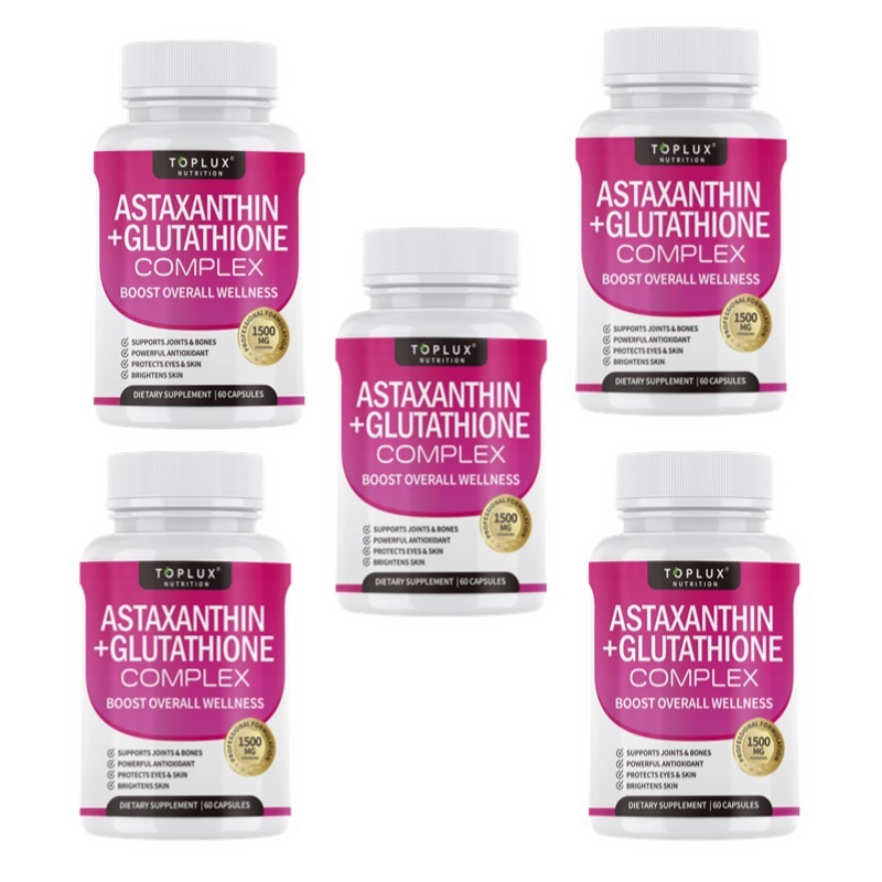 astaxanthin glutathione complex Jual Toplux Nutrition Astaxanthin Glutathione Complex Suplemen Alami 60  Kapsul 1500 Mg