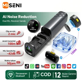 MISENI J10 Mic Clip On Wireless 2.4G Tanpa Kabel Lavalier Dengan 360° HD Suara Noise Cancelling
