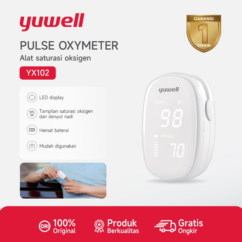 Jual Yuwell YX102 Pulse Oximeter Jari | Alat Cek Saturasi Oksigen SpO2 ...
