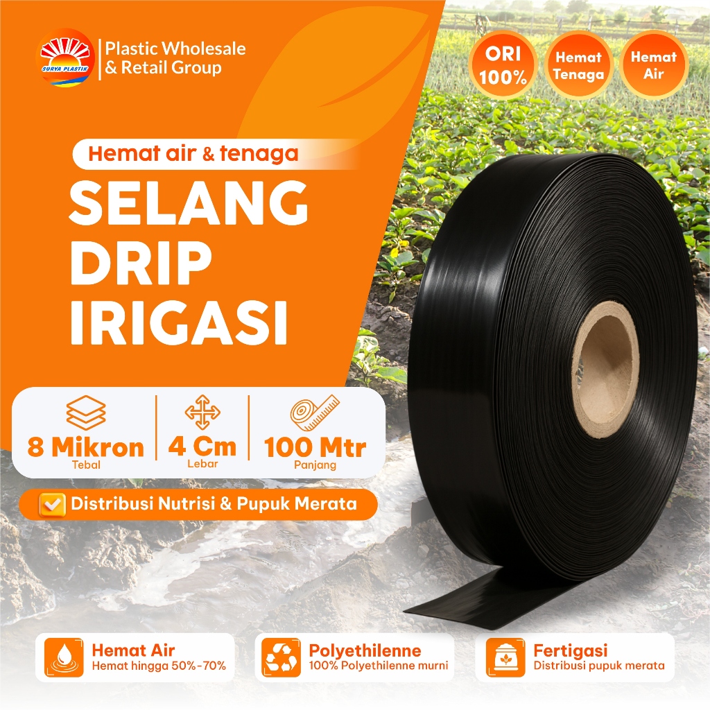 Selang Drip 8 Micron 4 cm 100 meter - Pipa 3/4 inch