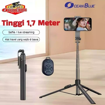 OCEANBLUE Tongsis Tripod Remote OB168 170CM Selfie Stick Konten Kreator Holder Hp Handphone
