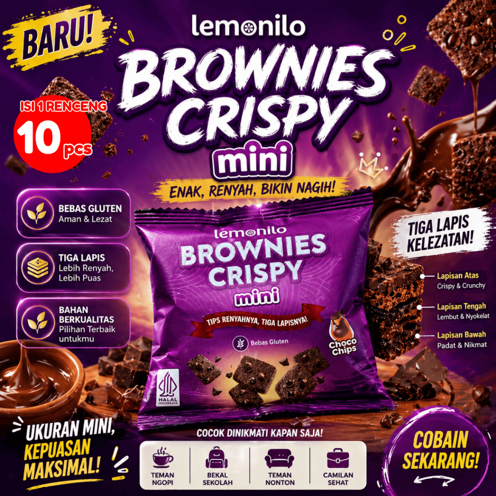 Jual Lemonilo Brownies Crispy Mini Choco Chips Cheese Keju Renceng Isi ...