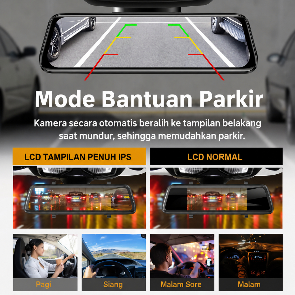 Jual ESSGOO J406 DVR Kamera Mobil Spion 10 Inch Full HD Dual Lens Touch ...