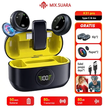 MIX.SUARA K21 X23C Mini Mic Wireless Clip On Konten Kreator Degan 3 Modes EFEK Suara Live Vlog