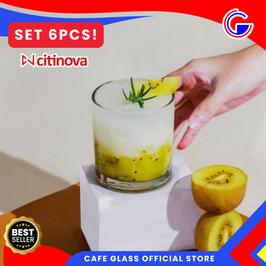 Gelas Kaca Citinova 325Ml Barley -  Gelas Minuman Cafe Aesthetic - Gelas Bartender Barista Set 6pcs