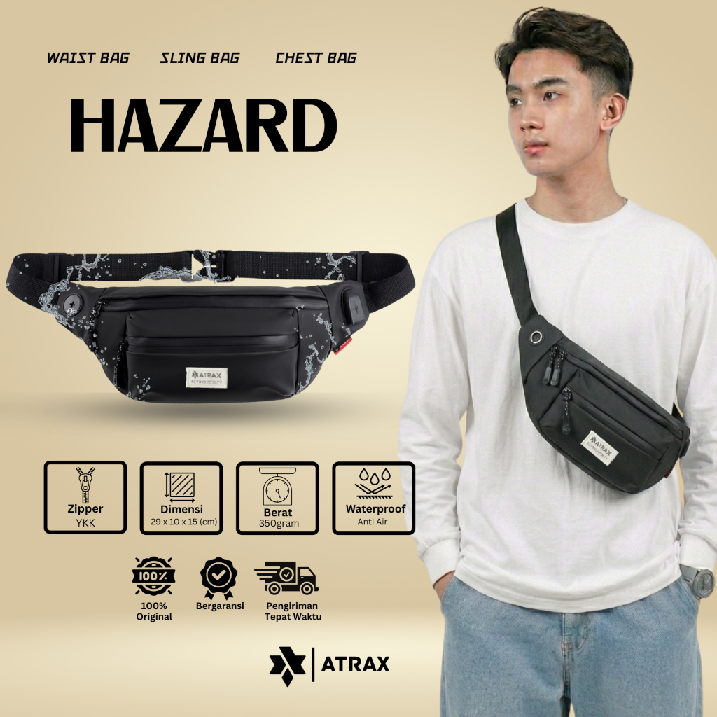 Jual ATRAX - Waistbag Waterproof Pria Bahan Spon Vu Premium Tas ...