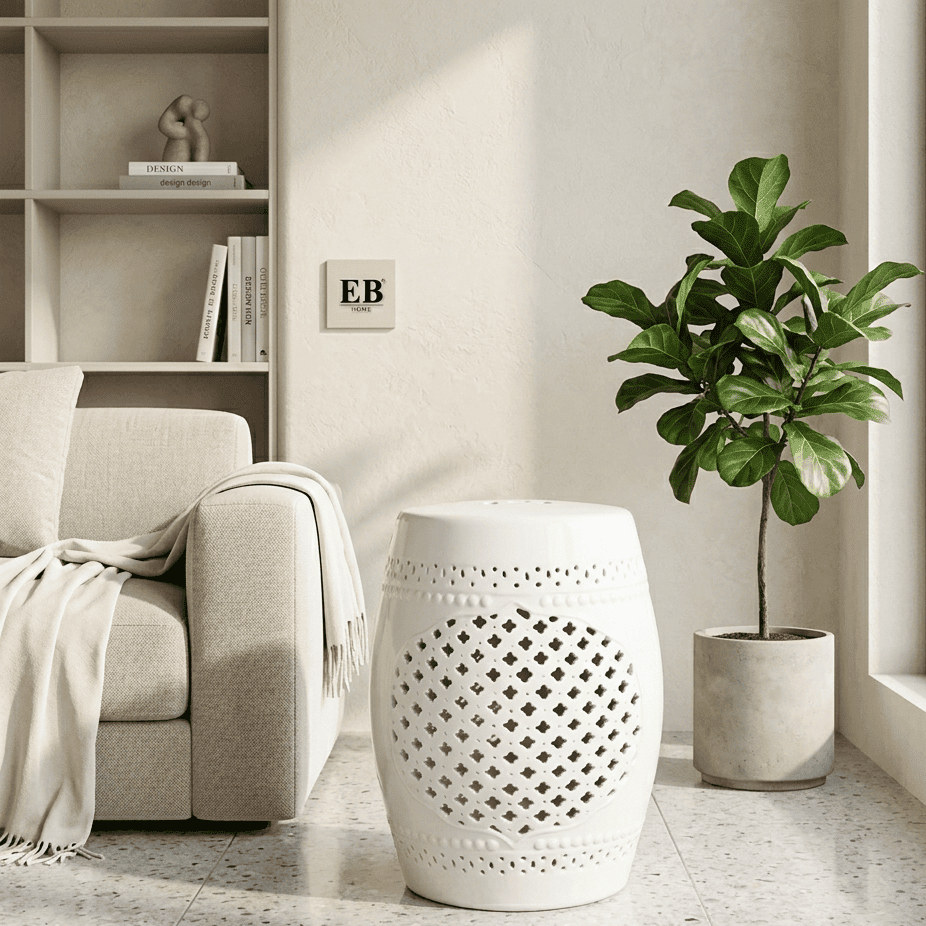 Jual EB Home ID - Dekorasi Rumah Kursi Keramik Putih / Ceramic Drum ...