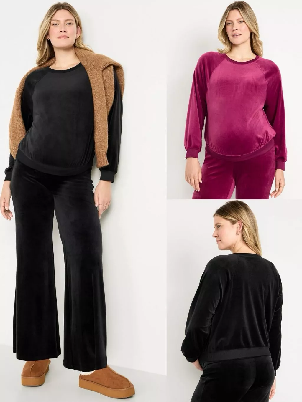Sweatshirt Lengan Panjang Wanita Bahan Velvet OLN Maternity Velour Crew-Neck Sweatshirt - 2373